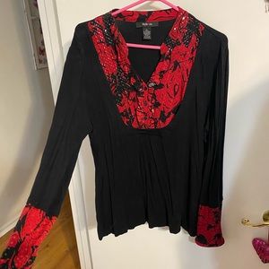 XL Style & Company black red sequin shirt